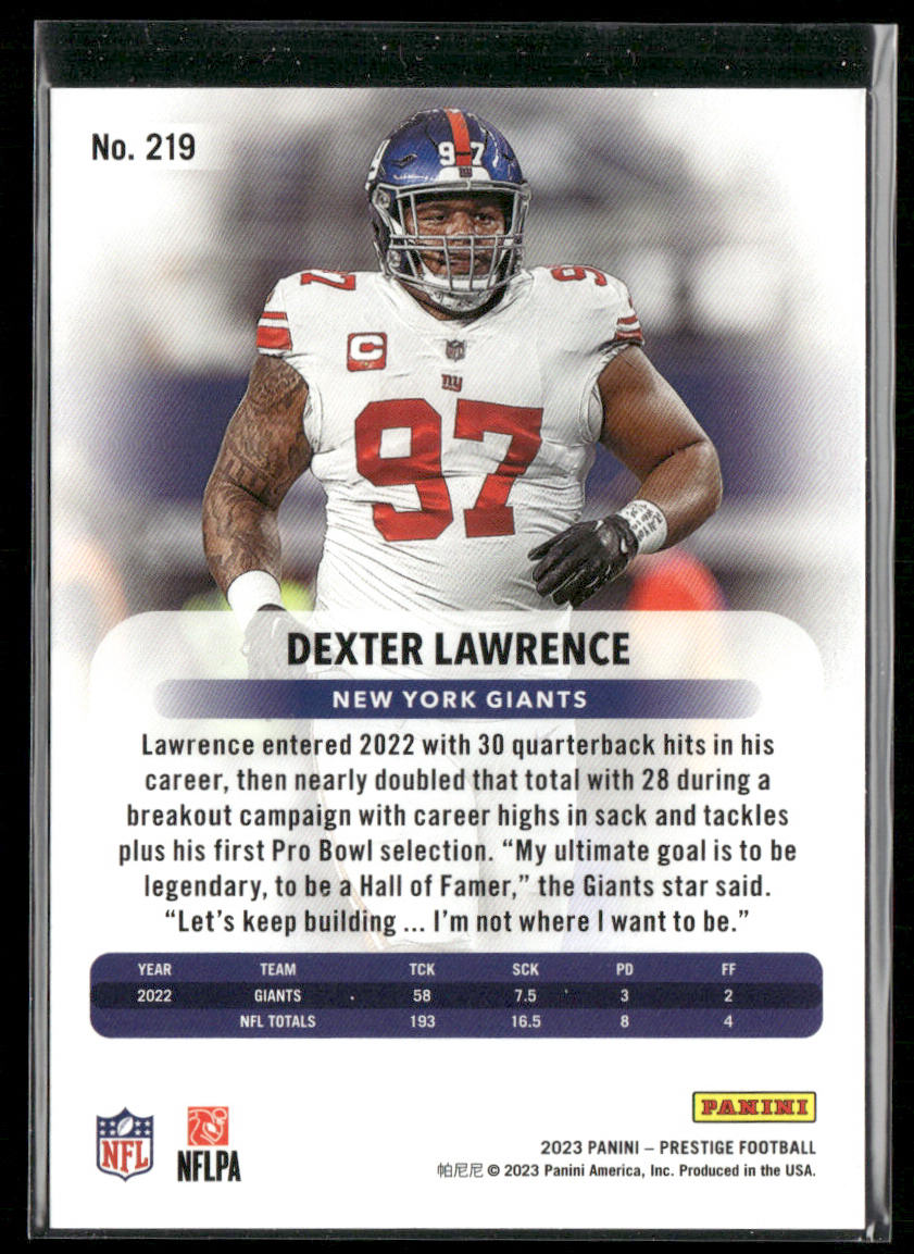 Dexter Lawrence 2023 Panini Prestige Xtra Points Diamond #219 New York Giants