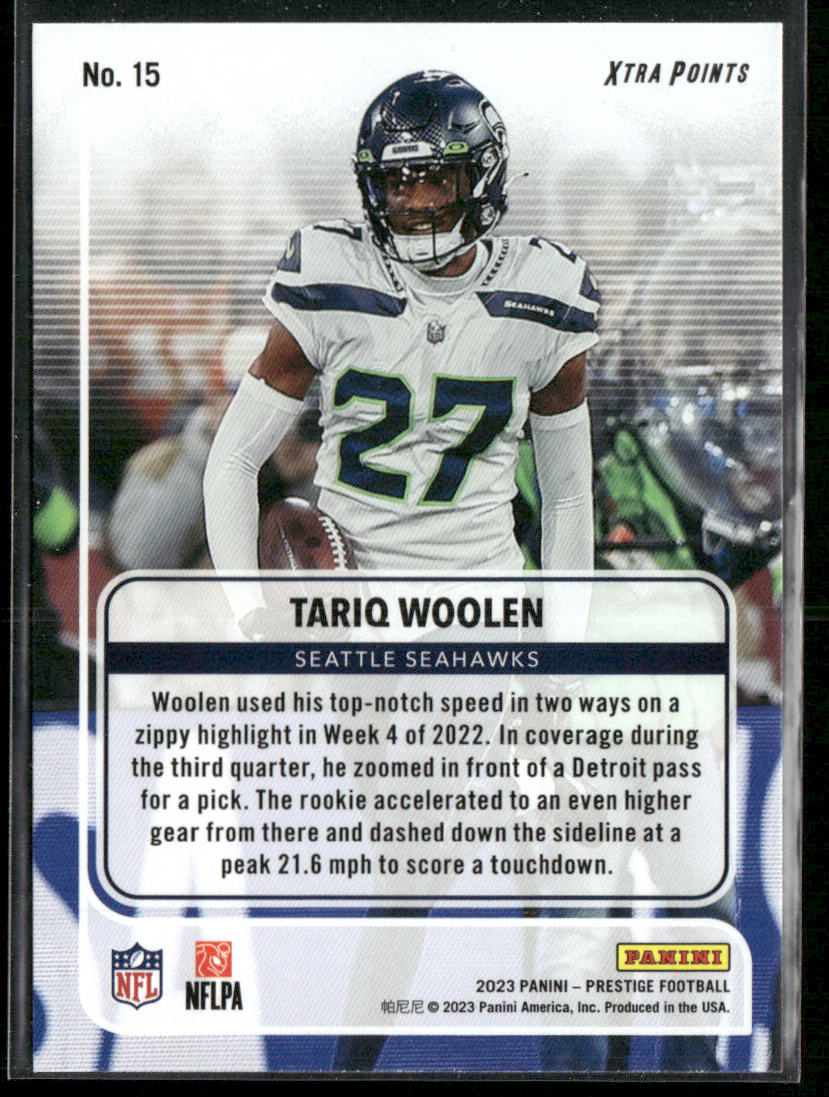 Tariq Woolen 2023 Panini Prestige For the Record #15 Seattle Seahawks