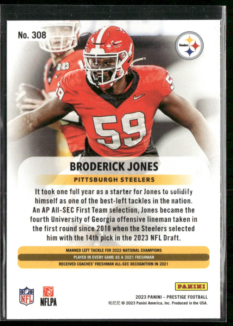 Broderick Jones 2023 Panini Prestige Xtra Points Diamond #308 RC Steelers