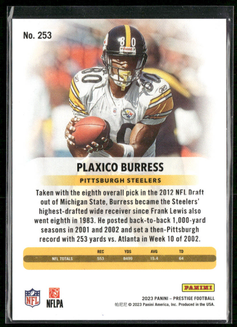 Plaxico Burress 2023 Panini Prestige Xtra Points Red #253 SN Pittsburgh Steelers