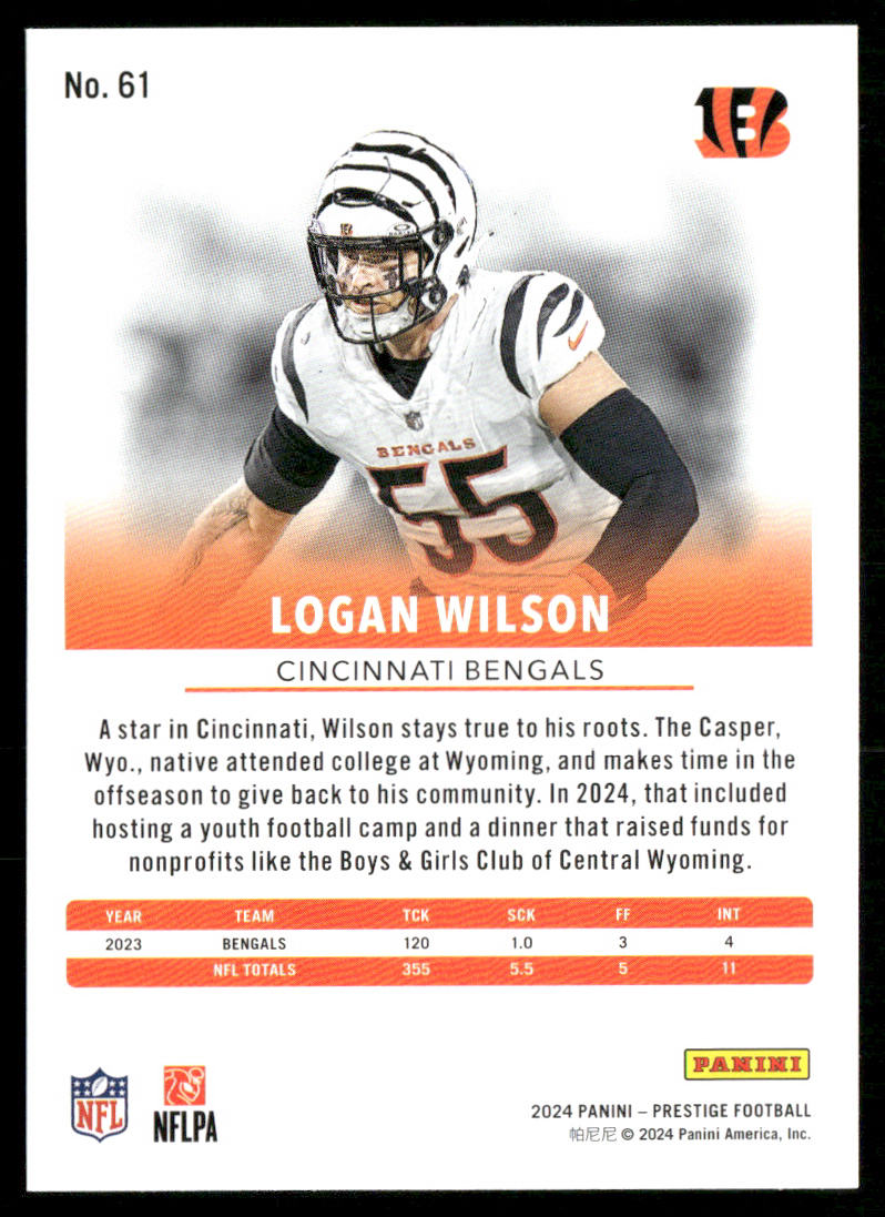 Logan Wilson 2024 Panini Prestige #61 Cincinnati Bengals