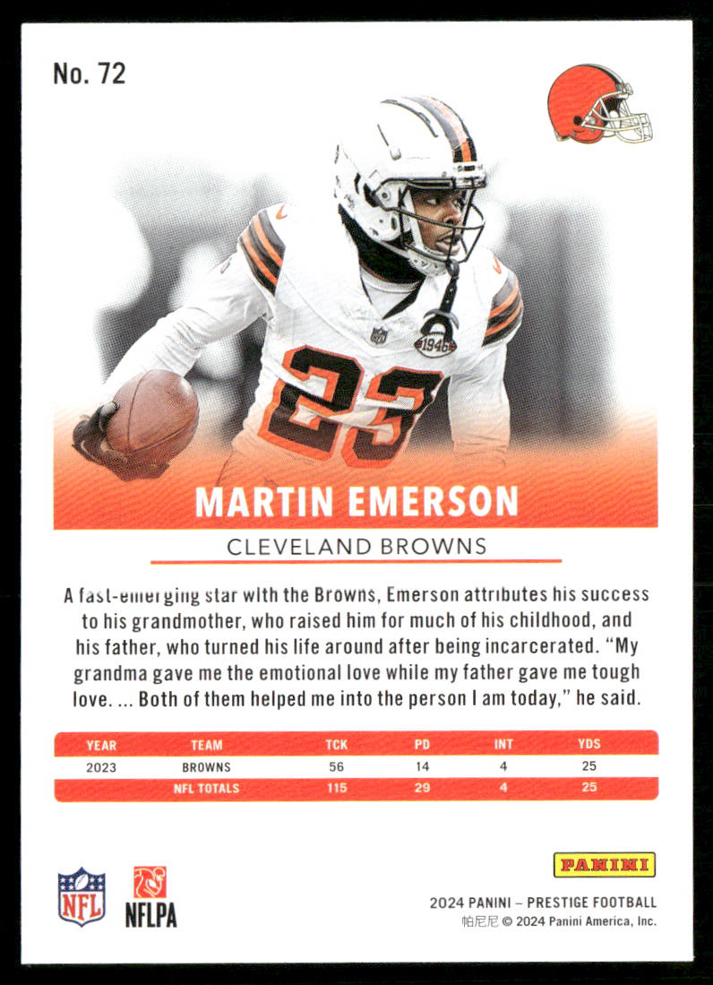 Martin Emerson 2024 Panini Prestige #72 Cleveland Browns