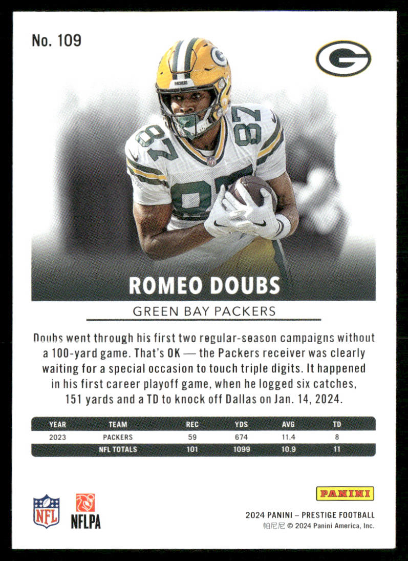 Romeo Doubs 2024 Panini Prestige #109 Green Bay Packers
