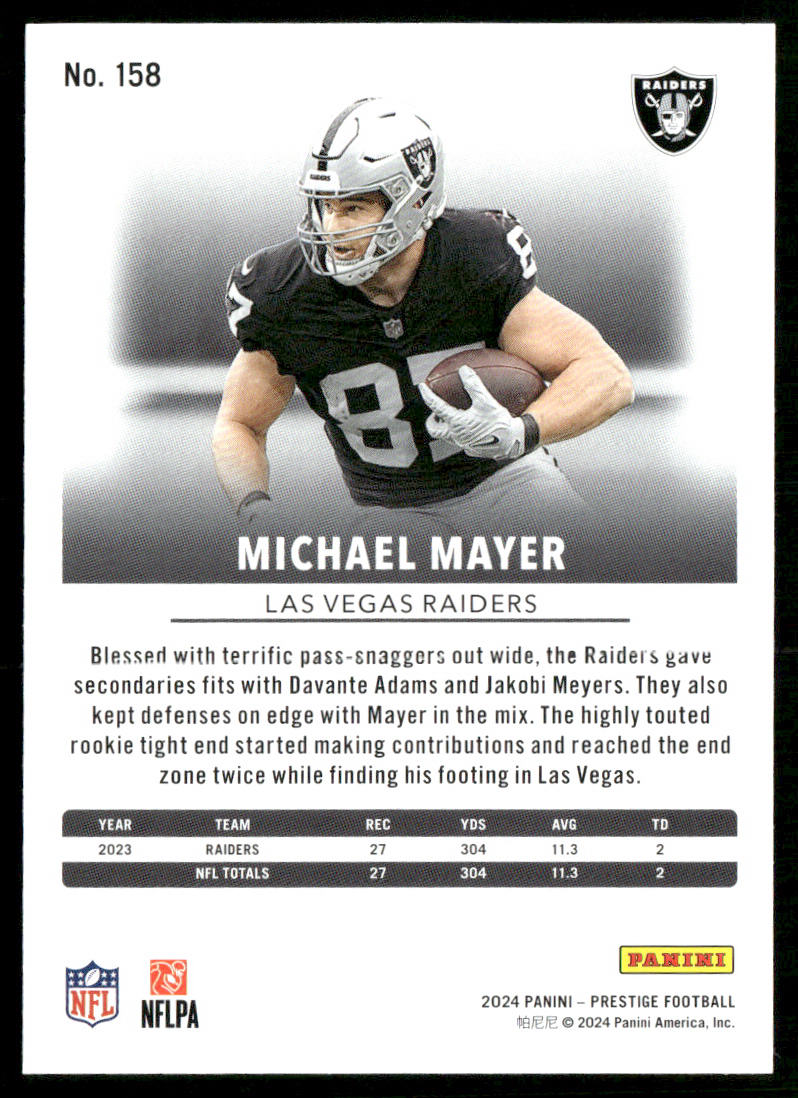Michael Mayer 2024 Panini Prestige #158 Las Vegas Raiders