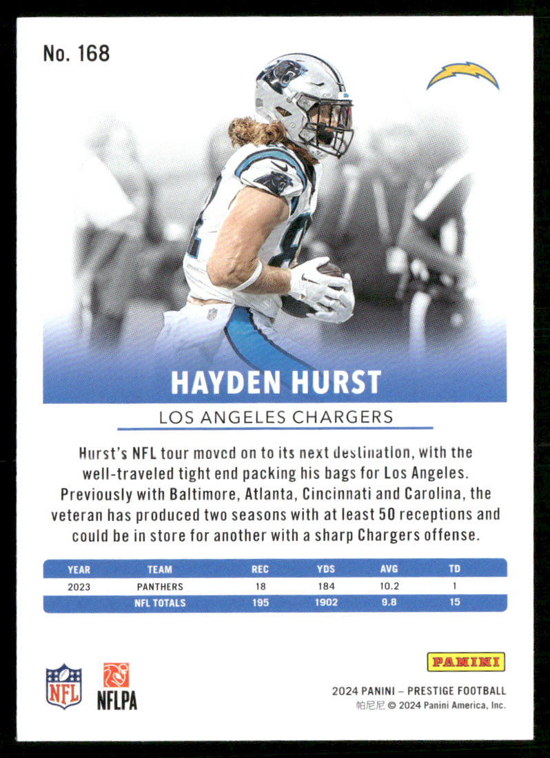 Hayden Hurst 2024 Panini Prestige #168 Los Angeles Chargers