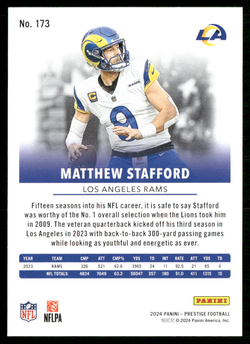 Matthew Stafford 2024 Panini Prestige #173 Los Angeles Rams