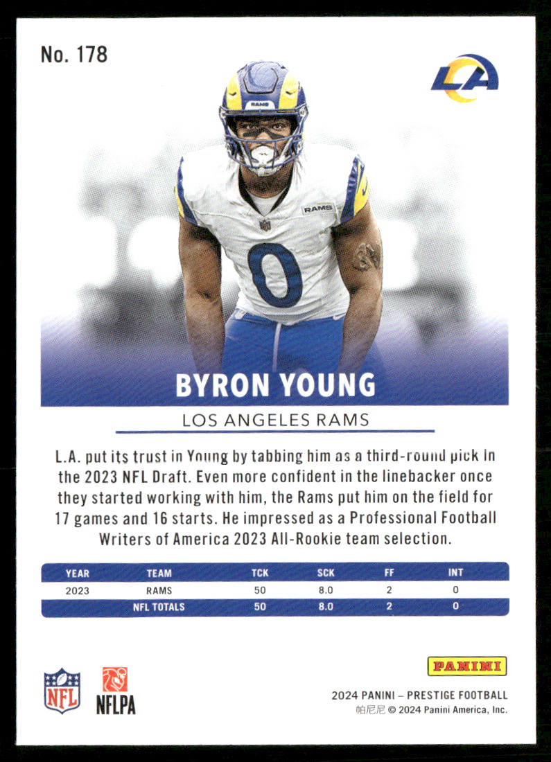 Byron Young 2024 Panini Prestige #178 Los Angeles Rams