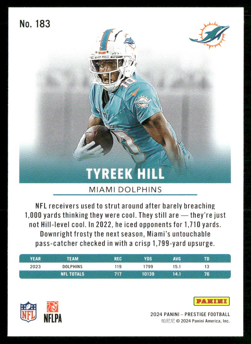 Tyreek Hill 2024 Panini Prestige #183 Miami Dolphins