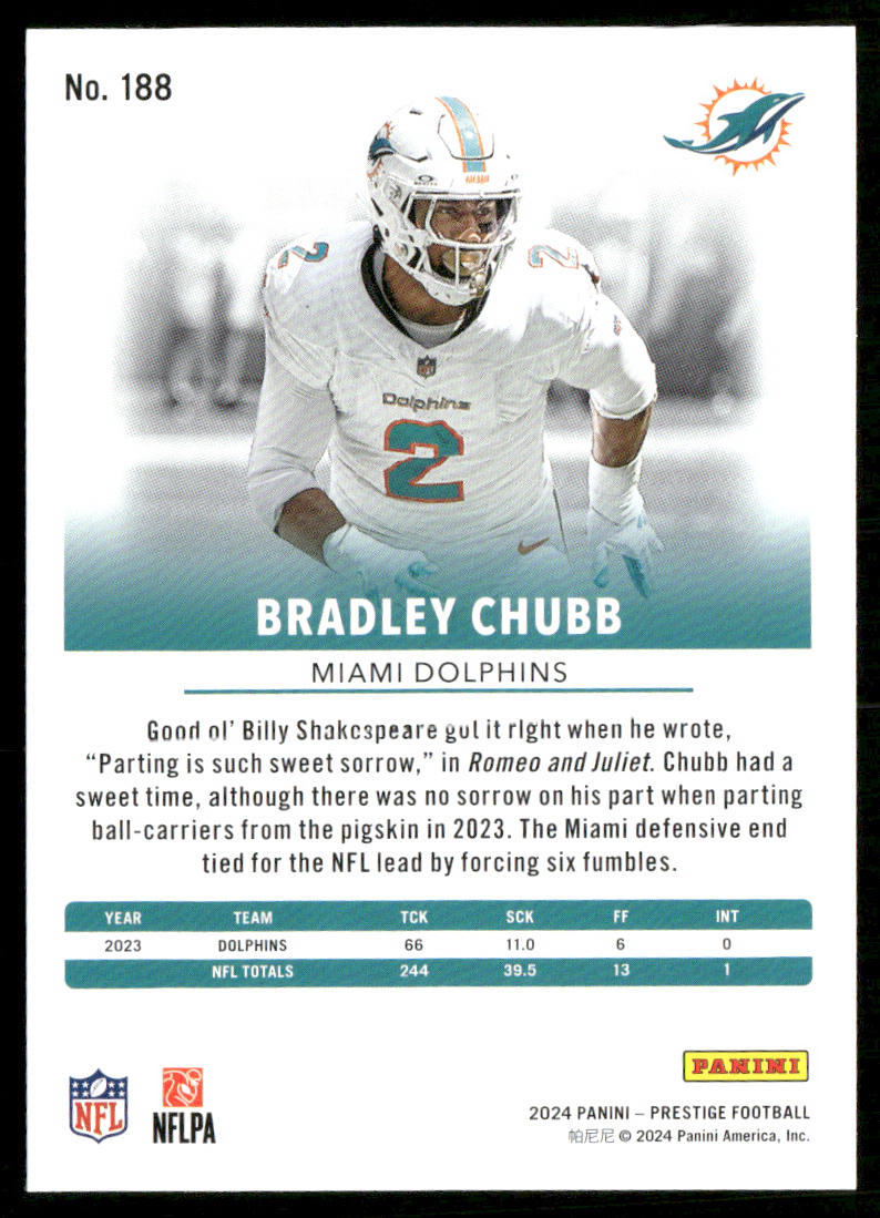 Bradley Chubb 2024 Panini Prestige #188 Miami Dolphins