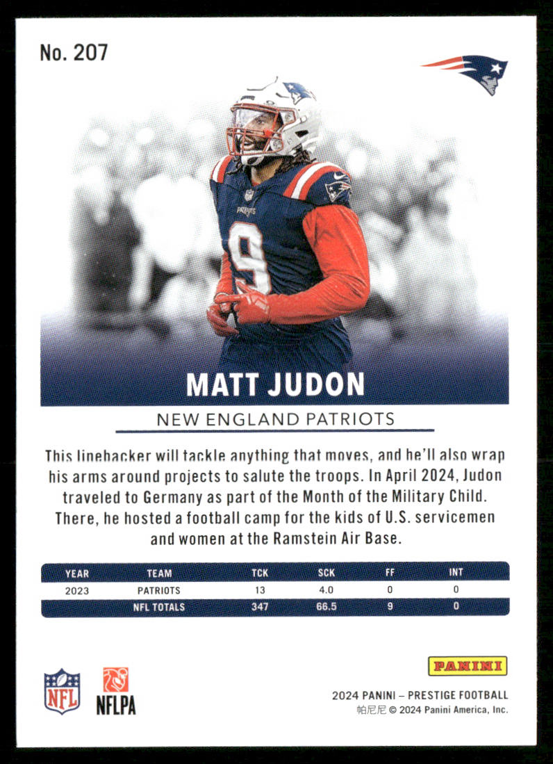 Matt Judon 2024 Panini Prestige #207 New England Patriots