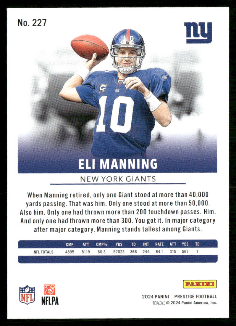Eli Manning 2024 Panini Prestige #227 New York Giants