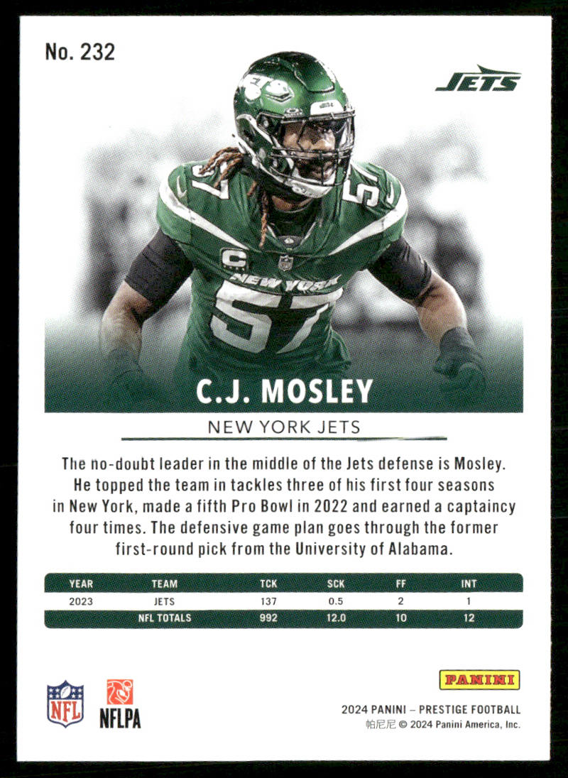 C.J. Mosley 2024 Panini Prestige #232 New York Jets