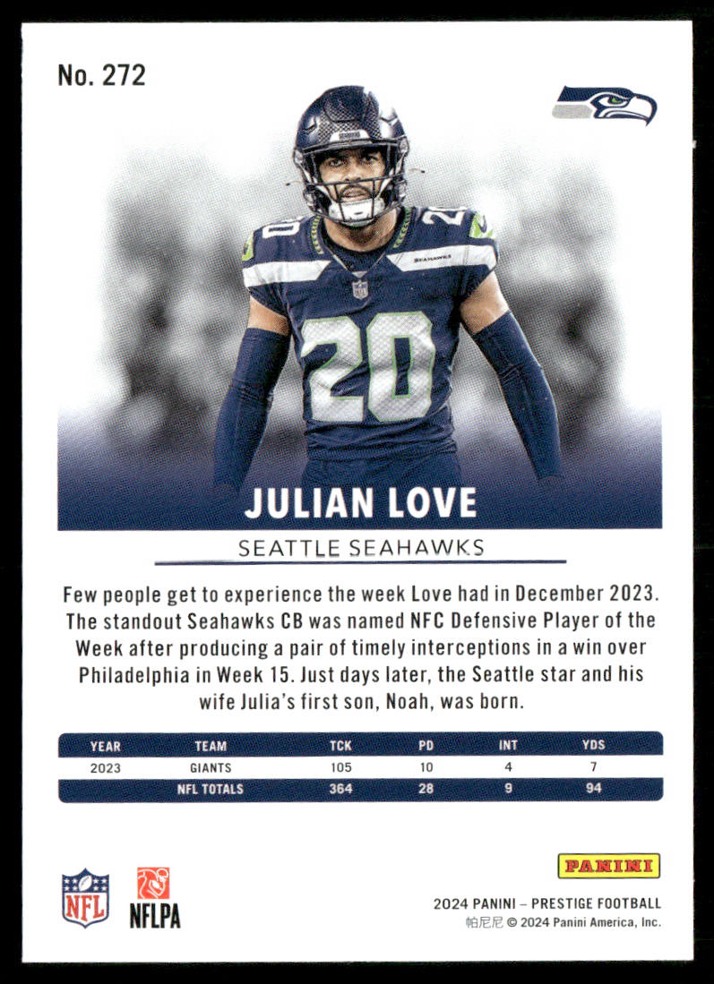Julian Love 2024 Panini Prestige #272 Seattle Seahawks