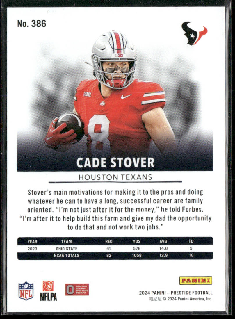 Cade Stover 2024 Panini Prestige #386 RC Houston Texans