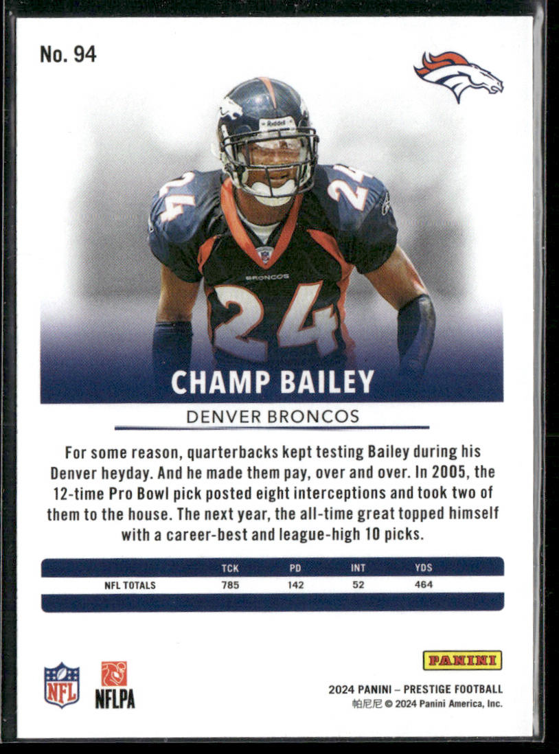 Champ Bailey 2024 Panini Prestige Diamond Xtra Points #94 Denver Broncos