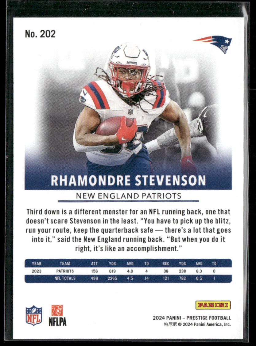 Rhamondre Stevenson 2024 Panini Prestige Diamond Xtra Points #202 Patriots