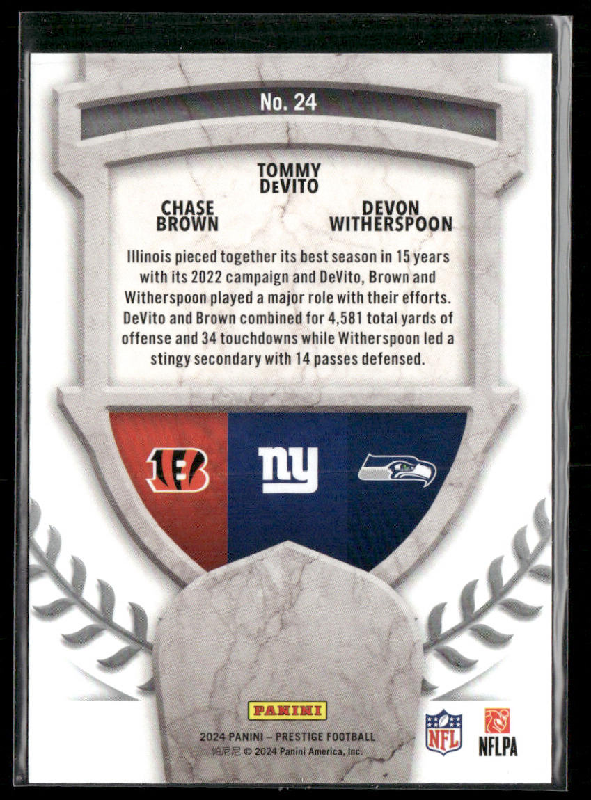 Chase Brown / Devon Witherspoon / Tommy DeVito 2024 Prestige Alma Maters #24