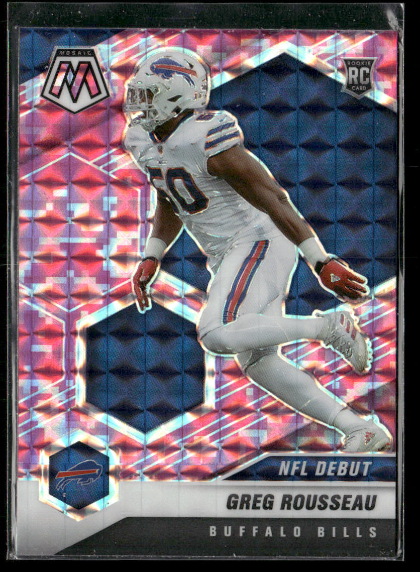 Greg Rousseau 2021 Panini Mosaic Prizm Camo Pink #259 Buffalo Bills