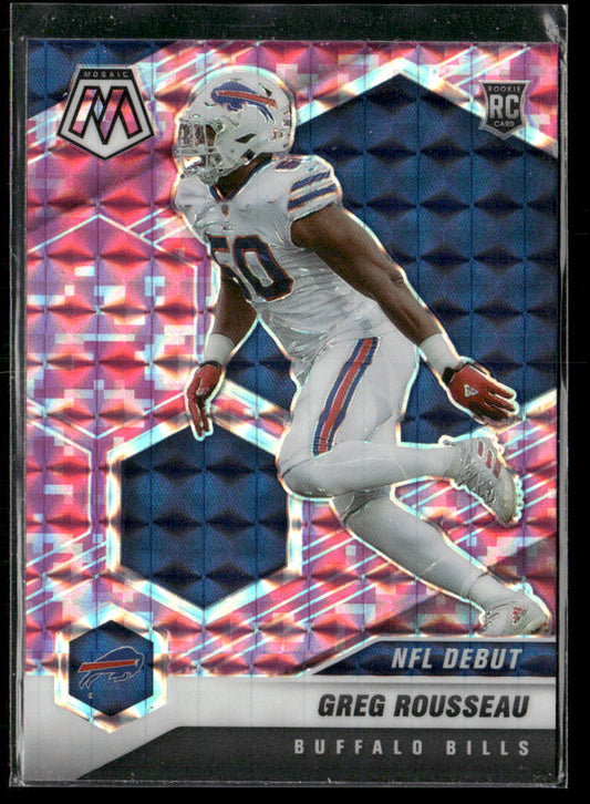 Greg Rousseau 2021 Panini Mosaic Prizm Camo Pink #259 Buffalo Bills