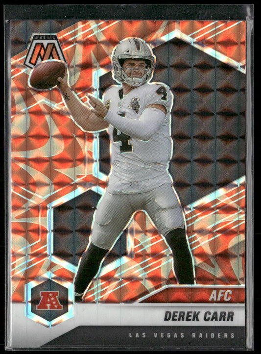 Derek Carr 2021 Panini Mosaic Prizm Reactive Orange #229 Las Vegas Raiders
