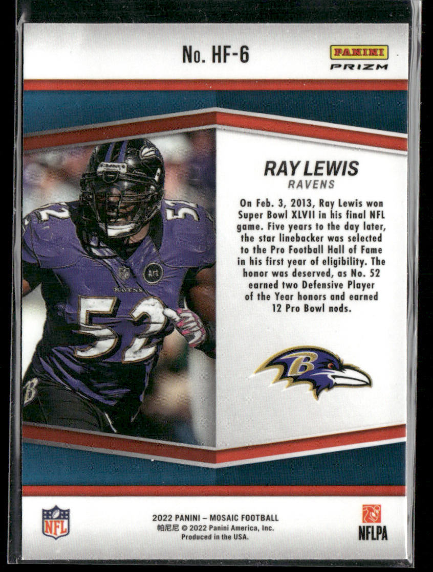 Ray Lewis 2022 Panini Mosaic HoloFame Mosaic Green #HF-6 Baltimore Ravens
