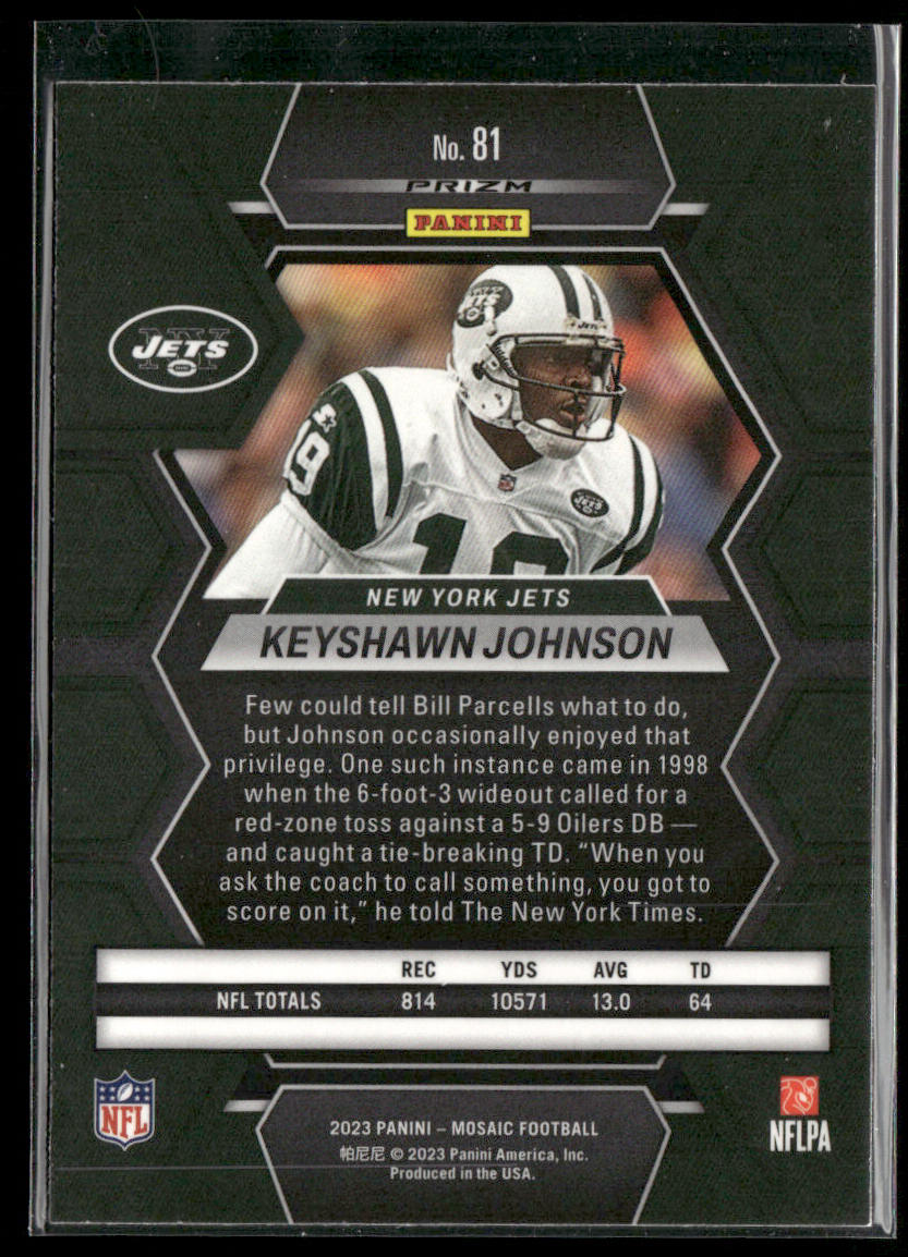 Keyshawn Johnson 2023 Panini Mosaic Reactive Yellow Mosaic #81 New York Jets