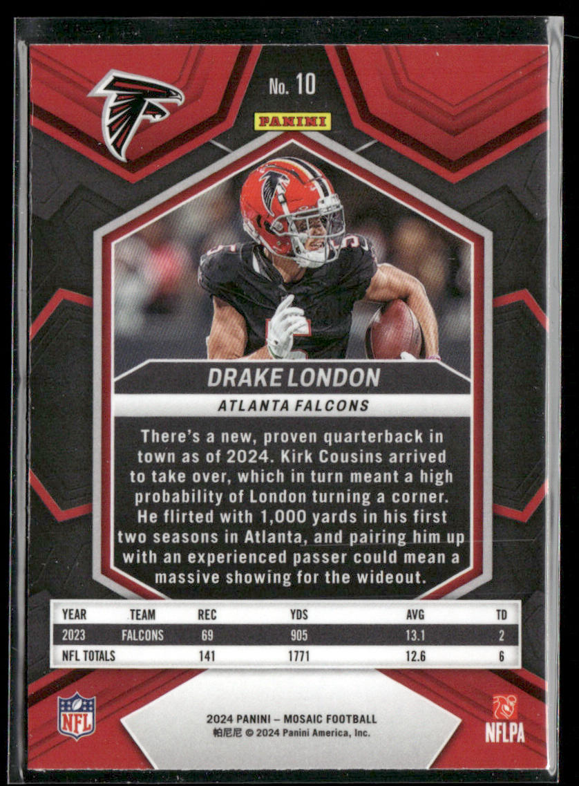 Drake London 2024 Panini Mosaic #10 Atlanta Falcons