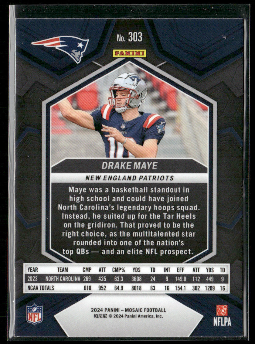Drake Maye 2024 Panini Mosaic #303 RC New England Patriots