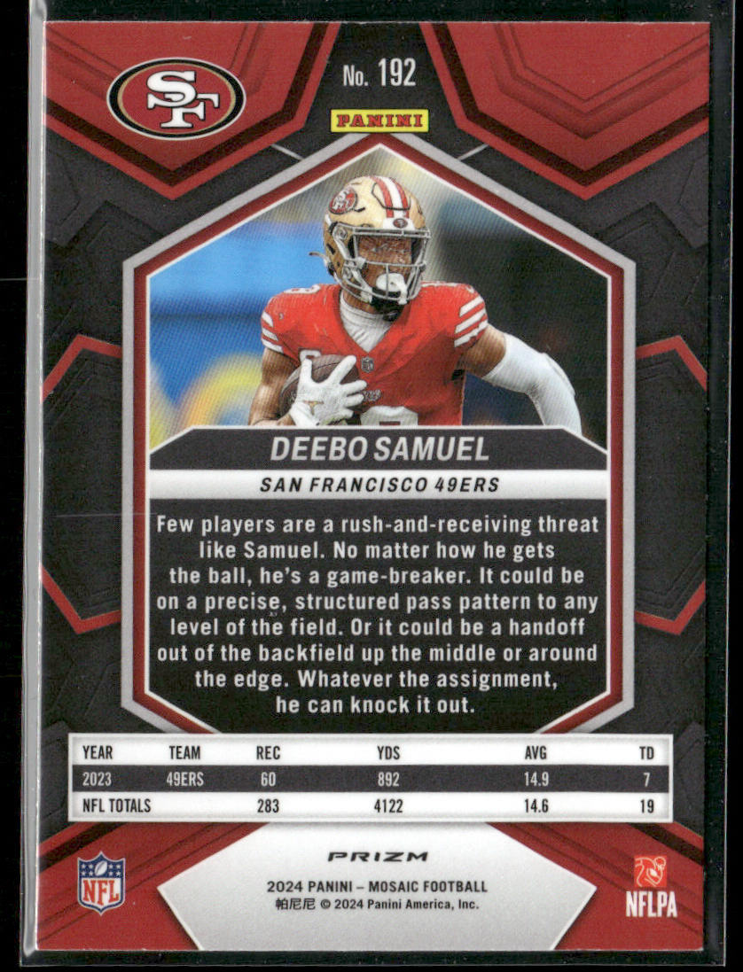 Deebo Samuel 2024 Panini Mosaic Mosaic Green #192 San Francisco 49ers