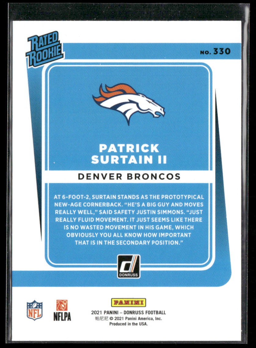 Patrick Surtain II 2021 Donruss Press Proof Red #330 RC Denver Broncos