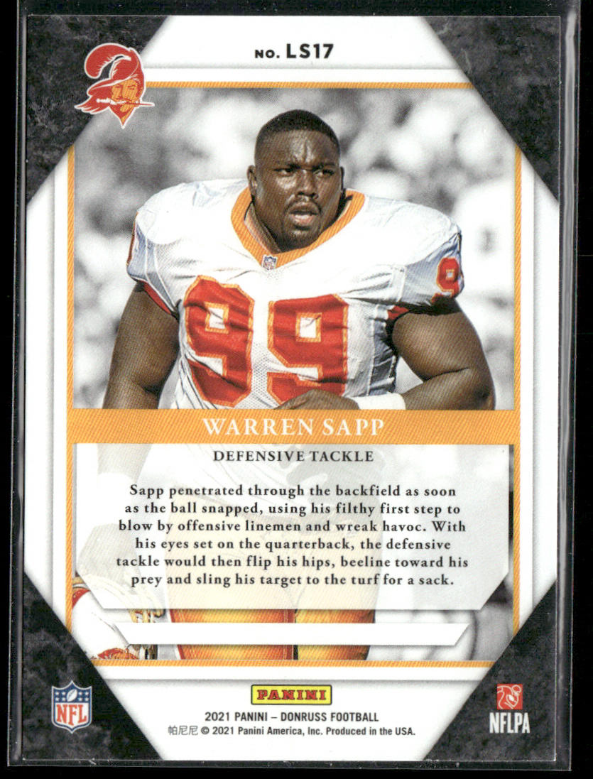 Warren Sapp 2021 Donruss The Legends Series #LS17 Tampa Bay Buccaneers