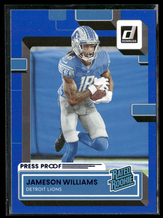 Jameson Williams 2022 Donruss Blue Press Proof #308 RC Detroit Lions