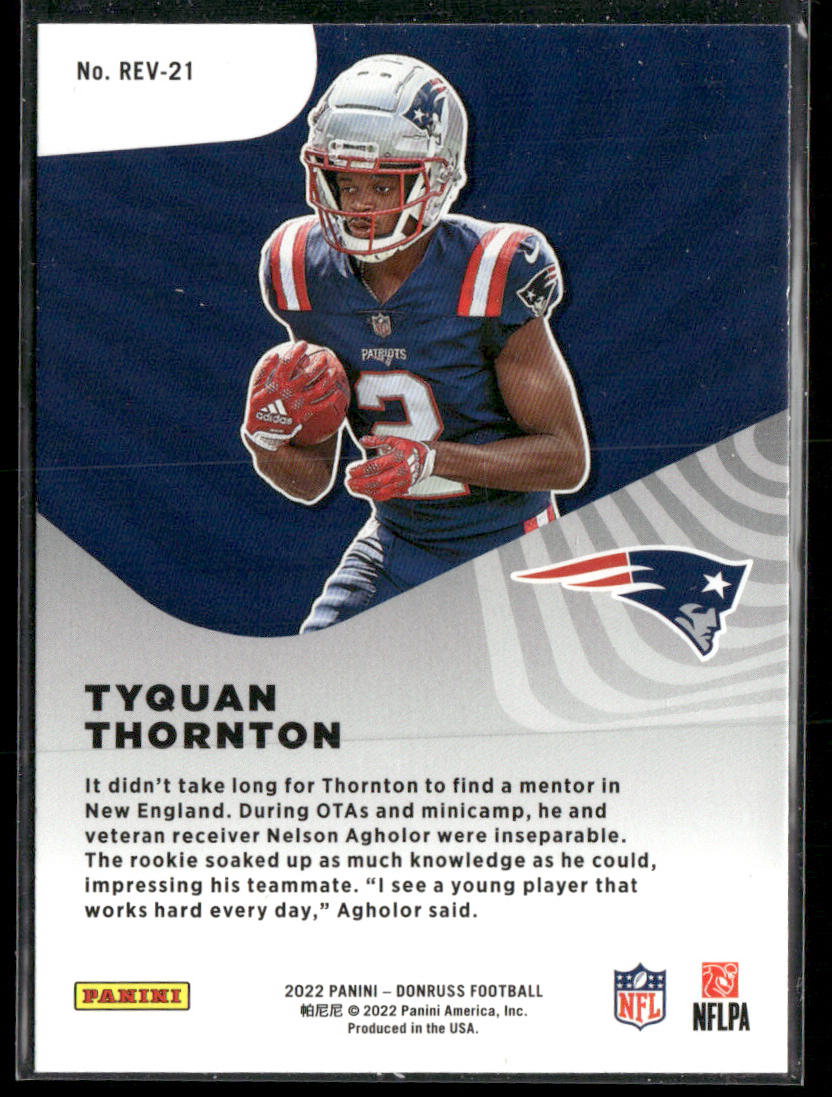 Tyquan Thornton 2022 Donruss Rookie Revolution #REV-21 New England Patriots