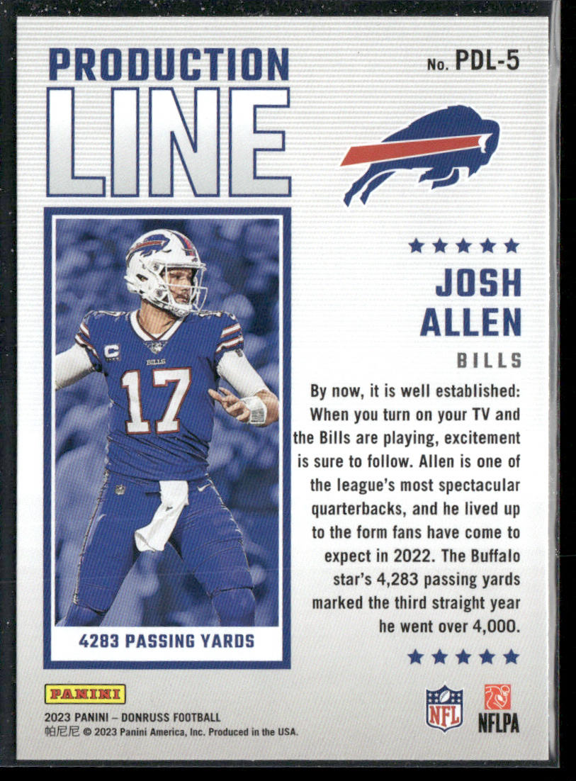 Josh Allen 2023 Donruss Production Line #PDL-5 Buffalo Bills