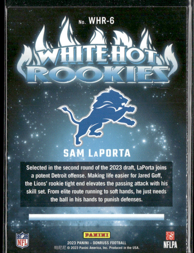 Sam LaPorta 2023 Donruss White Hot Rookies #WHR-6 Detroit Lions