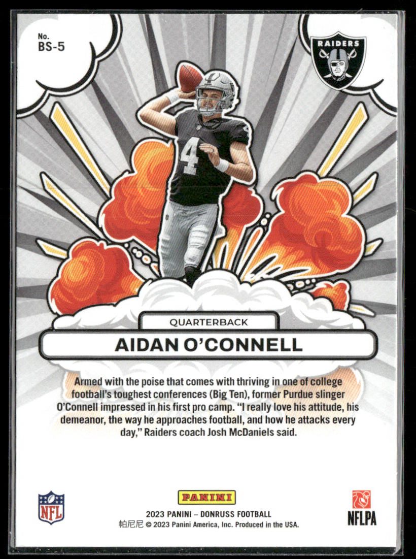 Aidan O'Connell 2023 Donruss Bomb Squad Holo #BS-5 SN Las Vegas Raiders