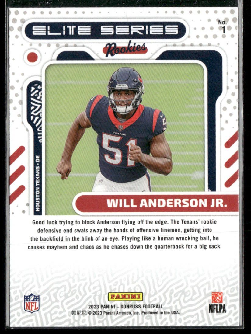 Will Anderson Jr. 2023 Donruss Elite Series Rookies #1 Houston Texans