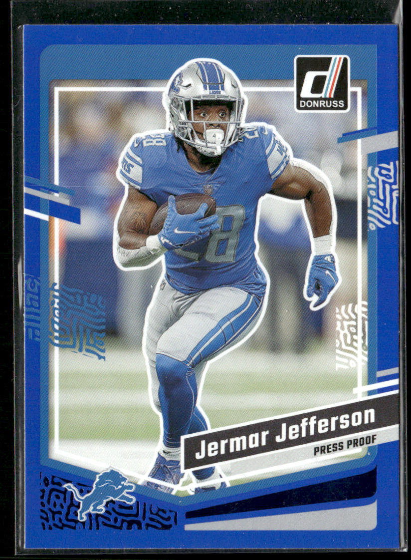 Jermar Jefferson 2023 Donruss Press Proof Blue #100 Detroit Lions