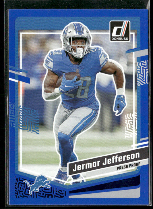 Jermar Jefferson 2023 Donruss Press Proof Blue #100 Detroit Lions