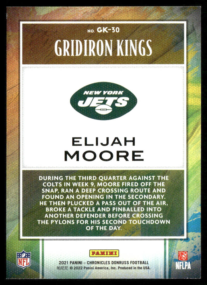 Elijah Moore 2021 Panini Chronicles Gridiron Kings #GK-30 New York Jets