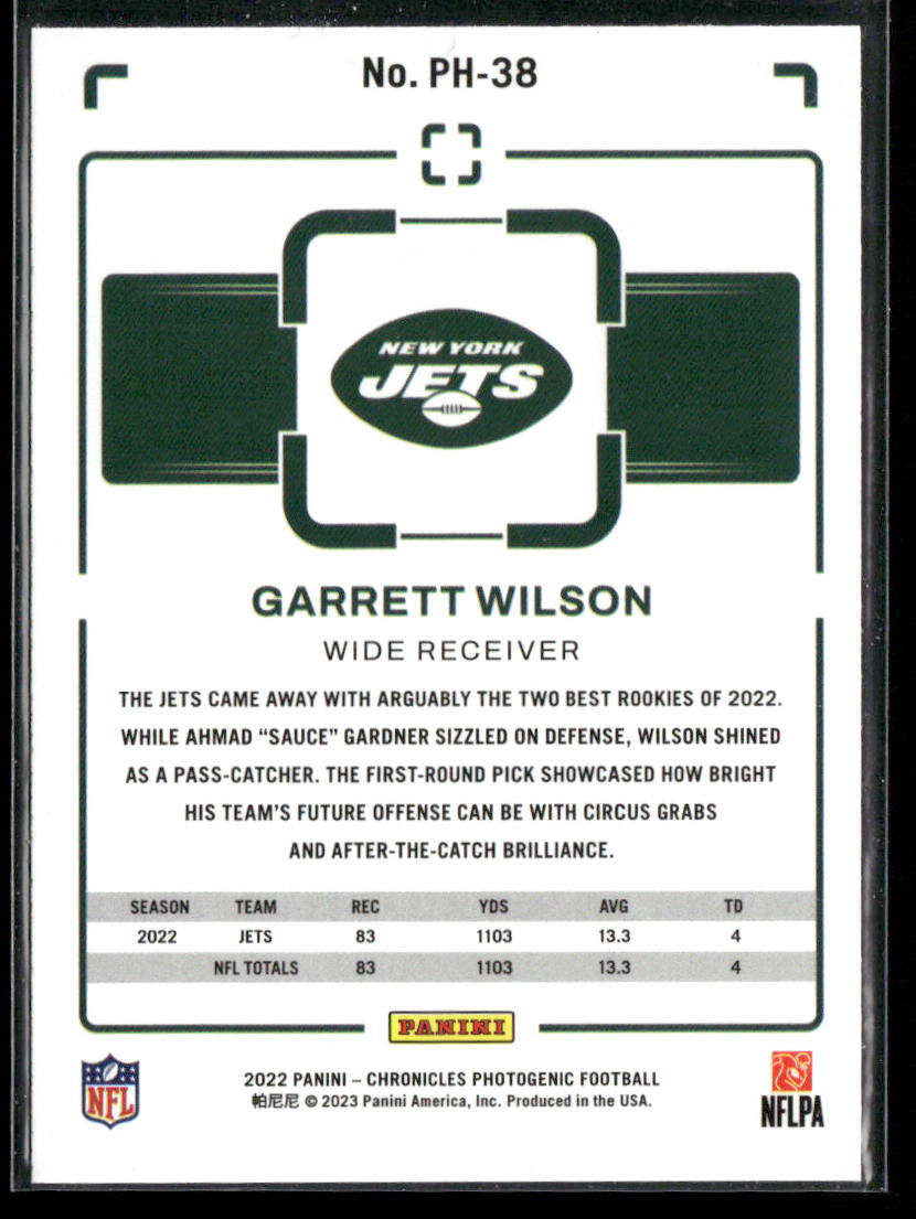 Garrett Wilson 2022 Panini Chronicles Photogenic #PH-38 New York Jets