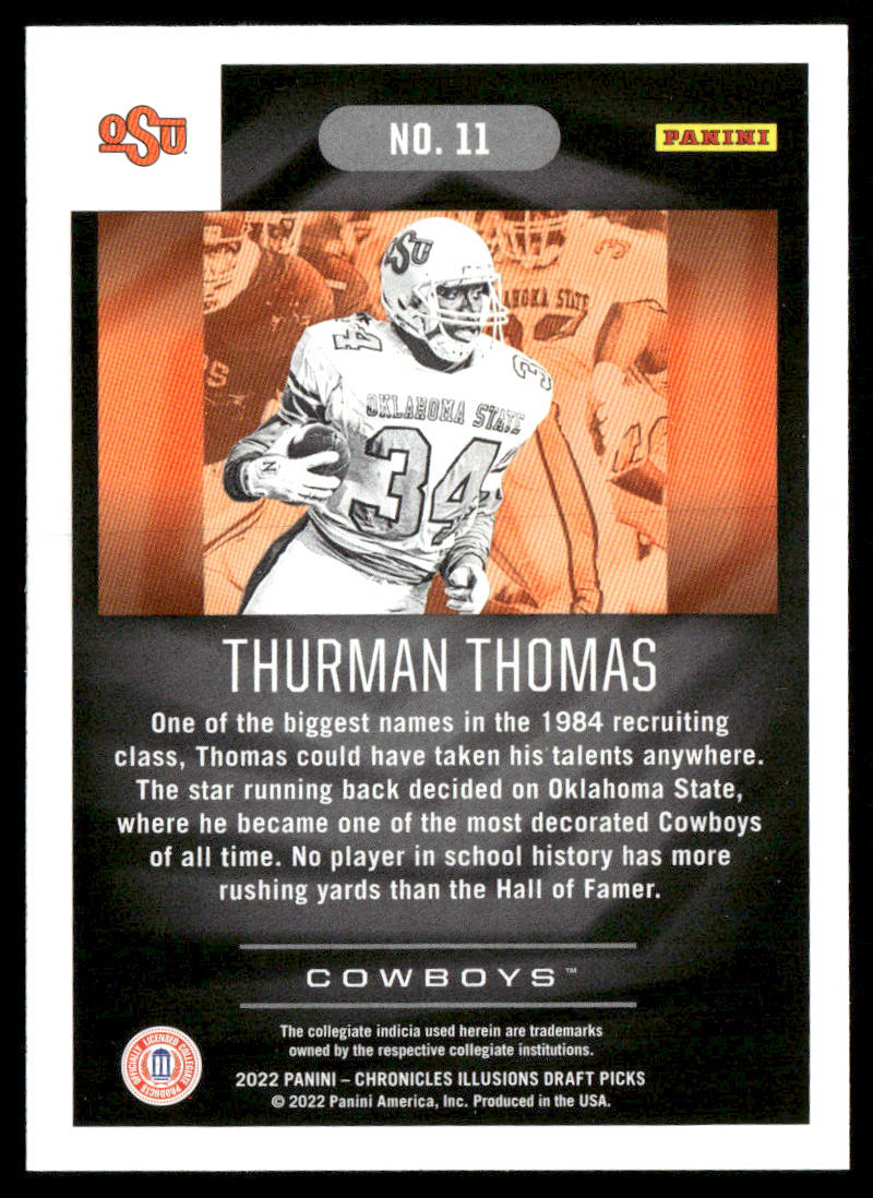Thurman Thomas 2022 Panini Chronicles Draft Picks Illusions #11 Cowboys