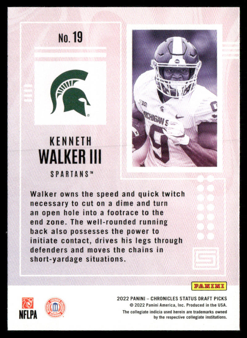 Kenneth Walker III 2022 Panini Chronicles Draft Picks Status Bronze #19 Spartans