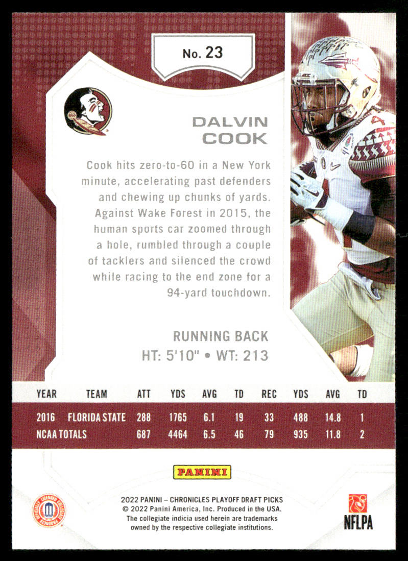Dalvin Cook 2022 Panini Chronicles Draft Picks Playoff #23 Seminoles