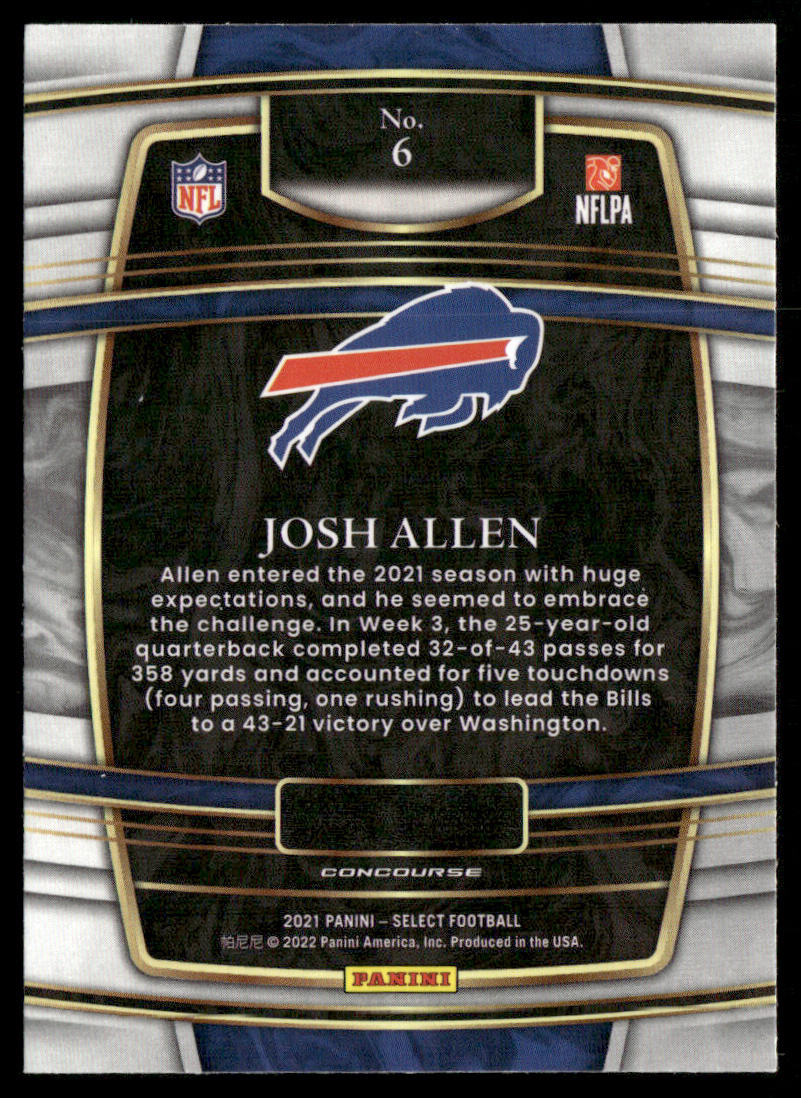Josh Allen 2021 Panini Select #6 Buffalo Bills