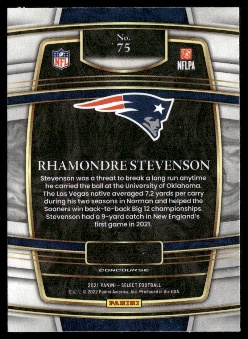 Rhamondre Stevenson 2021 Panini Select #75 RC New England Patriots