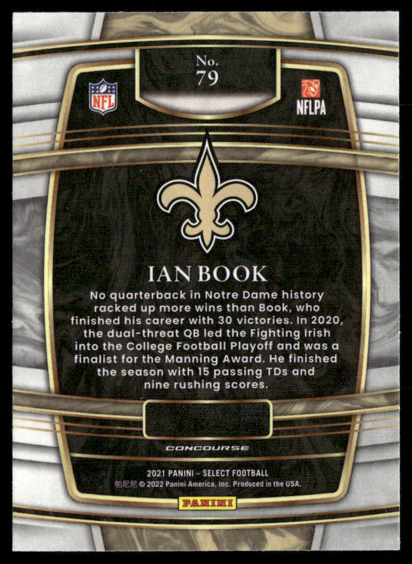 Ian Book 2021 Panini Select #79 RC New Orleans Saints