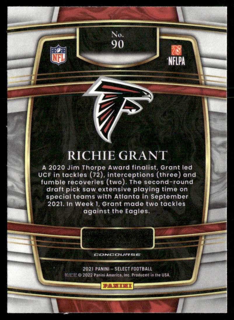 Richie Grant 2021 Panini Select #90 RC Atlanta Falcons