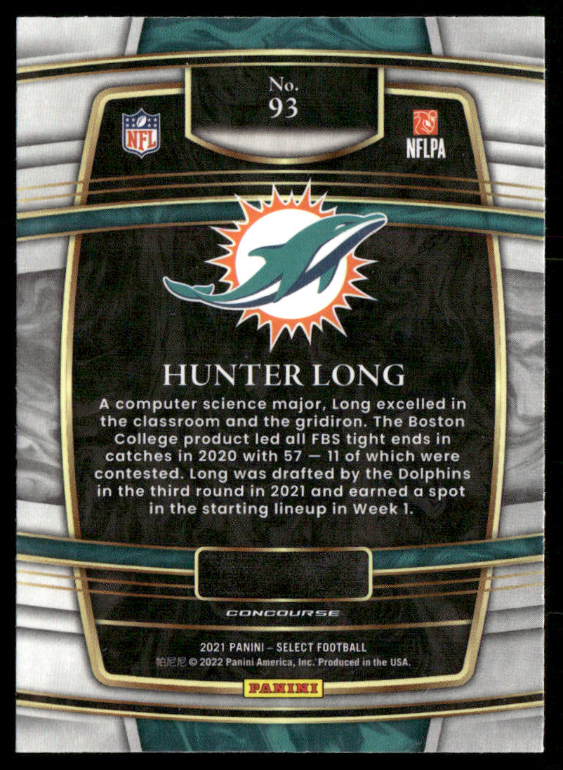 Hunter Long 2021 Panini Select #93 RC Miami Dolphins