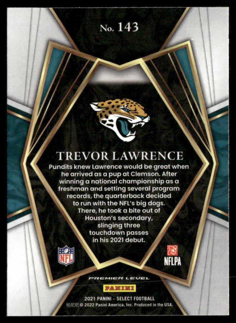 Trevor Lawrence 2021 Panini Select #143 RC Jacksonville Jaguars